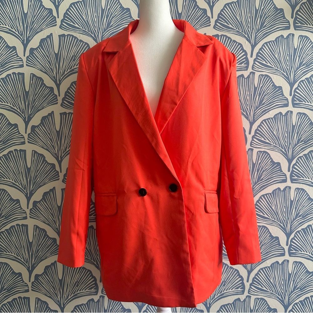 Nasty Gal Oversized Double Breasted Blazer Orange Red US 10